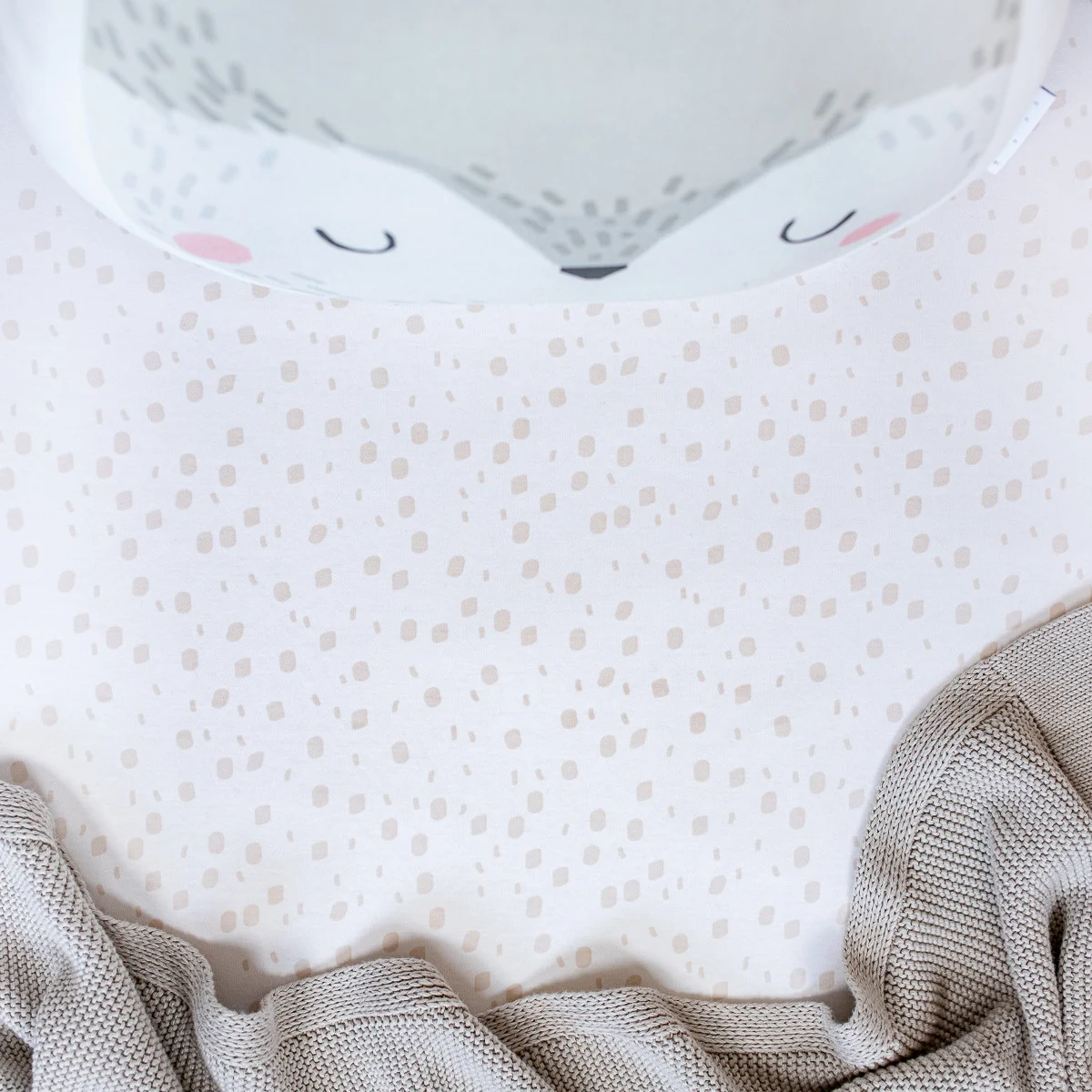 Cearceaf din bumbac 120×60 cm alb-bej [3]