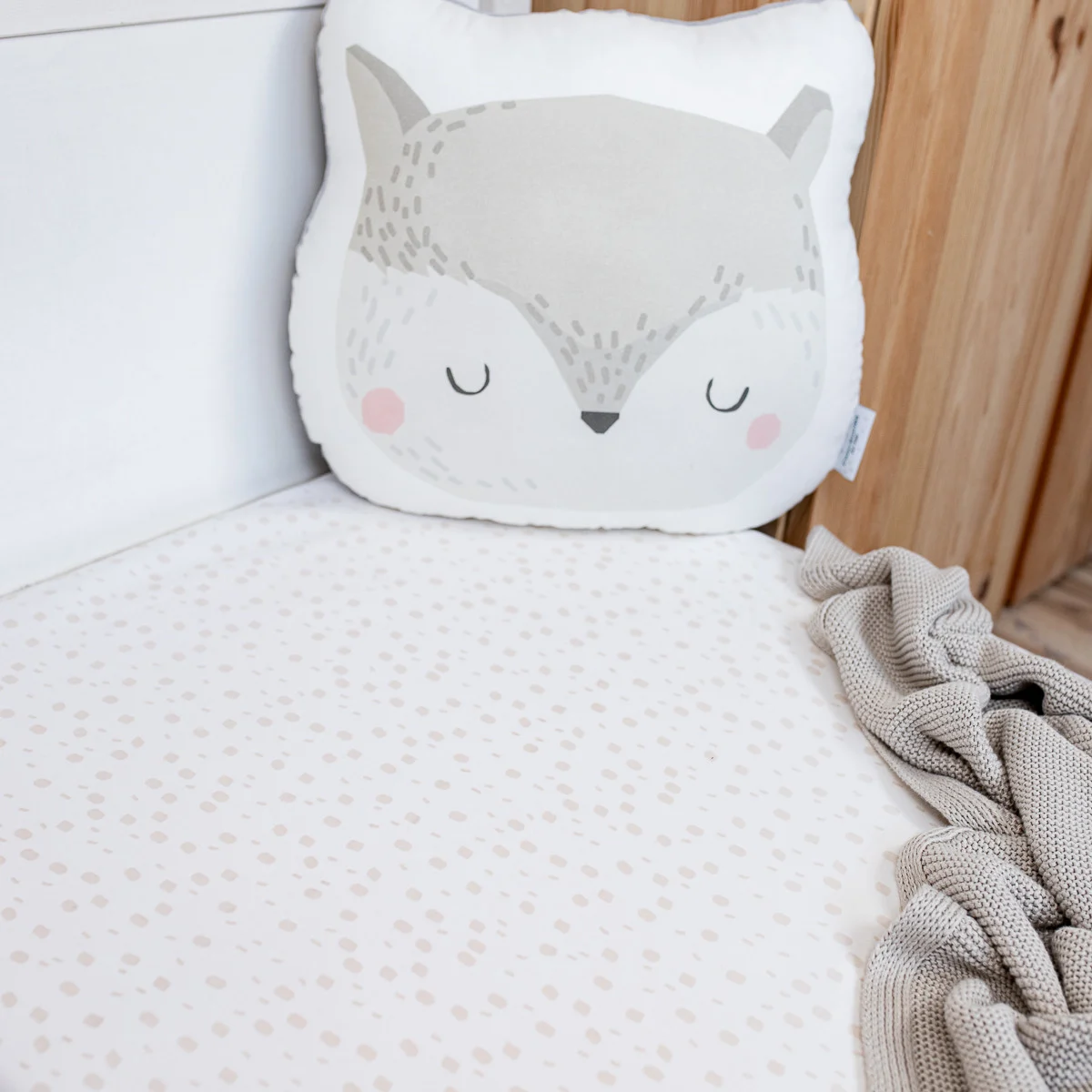 Cearceaf din bumbac 120×60 cm alb-bej [5]