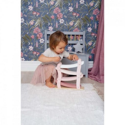 Masini de curse si pista zig-zag din lemn roz 4 bucati [2]