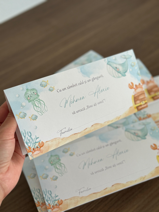 Plic bani botez marin „Under the Sea” – carton premium cu elemente marine [3]