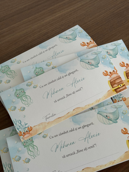 Plic bani botez marin „Under the Sea” – carton premium cu elemente marine [2]