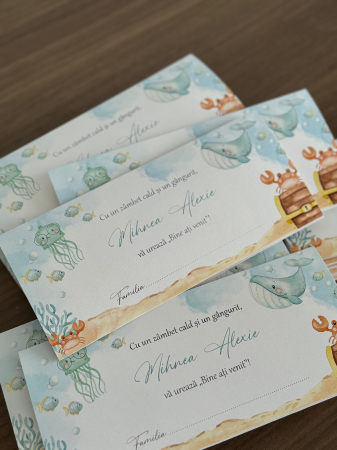 PLICURI BANI - Plic bani botez marin „Under the Sea” – carton premium cu elemente marine