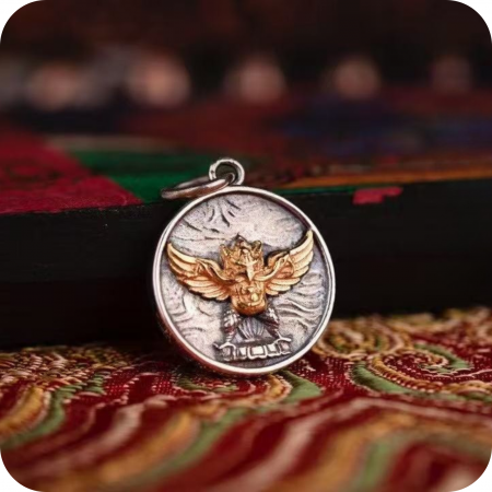 PANDANTIVE FENG SHUI - Pandantiv Garuda si Dorja Argint 925 si Aur 22k