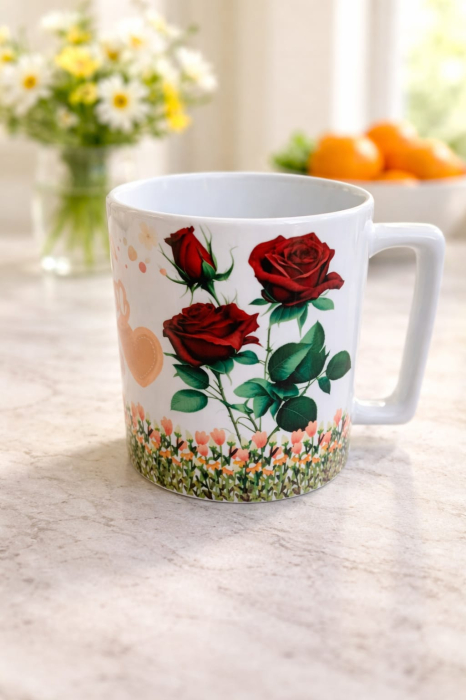 Cană ceramică „Love You Mom” – model cu trandafiri roșii [2]