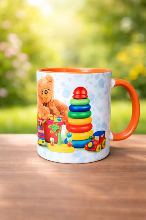 Cană interior și toartă portocalie - personalizată [2]