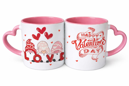 Valentine's Day - Cană cadou Valentine’s Day, ceramică, mâner inimă, design Love