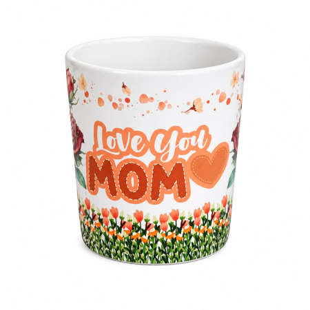 Produse personalizate - Cană ceramică „Love You Mom” – model cu trandafiri roșii