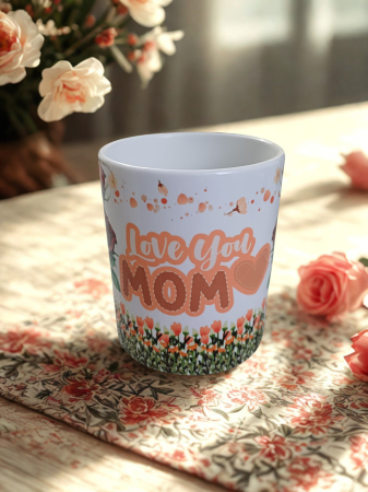 Căni personalizate - Cană ceramică „Love You Mom” – model cu trandafiri roșii