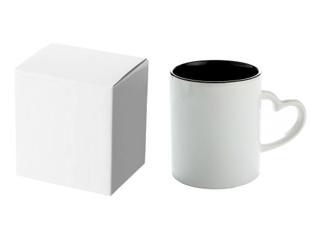 Produse personalizate - Cană interior negru și toartă inimă albă - personalizată