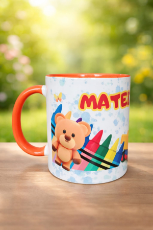 Produse personalizate - Cană interior și toartă portocalie - personalizată