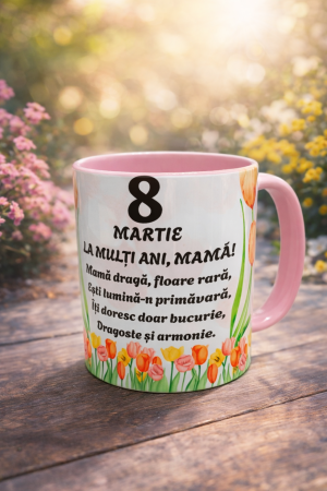 Primăvară - Cană personalizată „8 Martie – La mulți ani, mamă!”