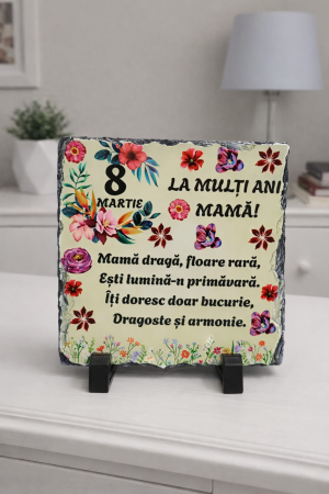 Produse personalizate - Placă ardezie dreptunghiulară - 15 x 15 cm - 8 martie