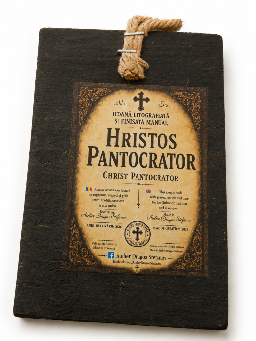 Icoană Iisus Hristos Împăratul Lumii – Litografiată și Finisată Manual, 15 x 20 cm [5]
