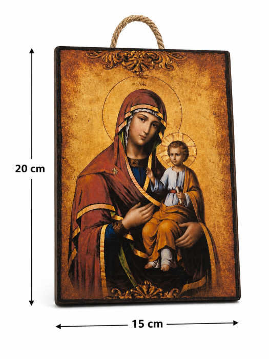 Icoană Maica Domnului Îndrumătoarea – Litografiată și Finisată Manual | 15×20 cm [5]