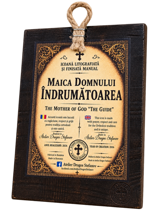 Icoană Maica Domnului Îndrumătoarea – Litografiată și Finisată Manual | 15×20 cm [6]