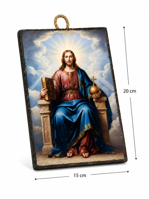 Icoană Iisus Hristos Împăratul Lumii – Litografiată și Finisată Manual, 15 x 20 cm [4]