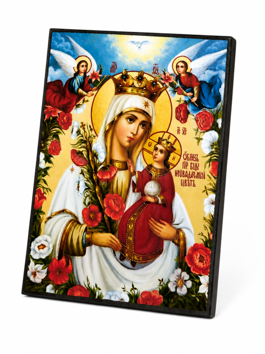 coană Maica Domnului – Floarea Neștirbită, litografiată și finisată manual, 15 × 20 cm [3]
