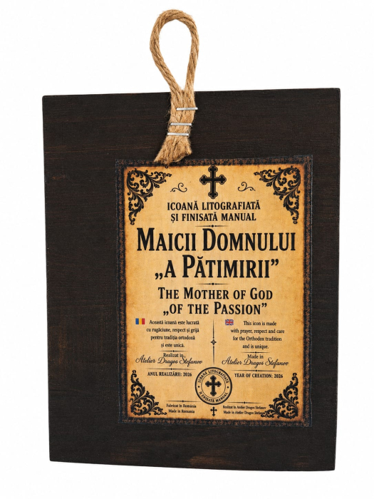 Icoană Maica Domnului „A Pătimirii” – Litografiată și Finisată Manual, 15 x 20 cm [5]