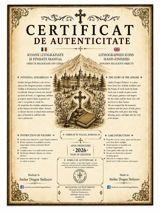 Icoană Maica Domnului – litografiată și finisată manual, 20 × 25 cm [5]