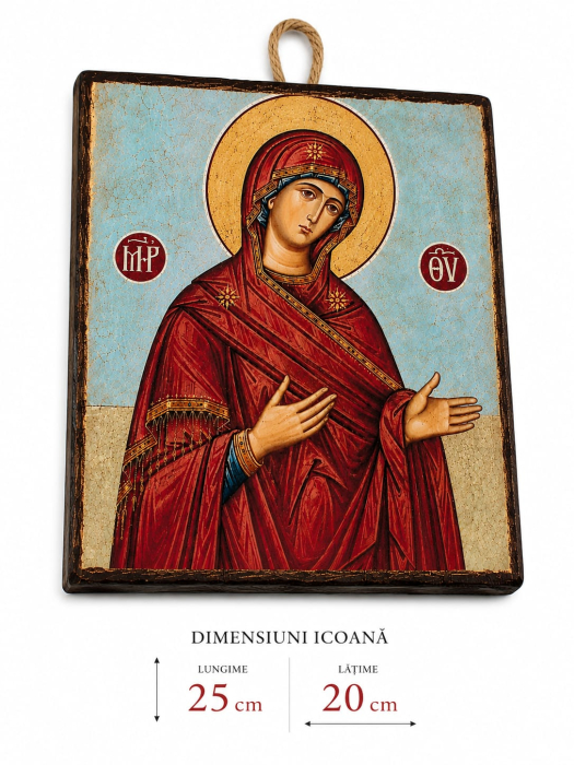 Icoană Maica Domnului – litografiată și finisată manual, 20 × 25 cm [6]