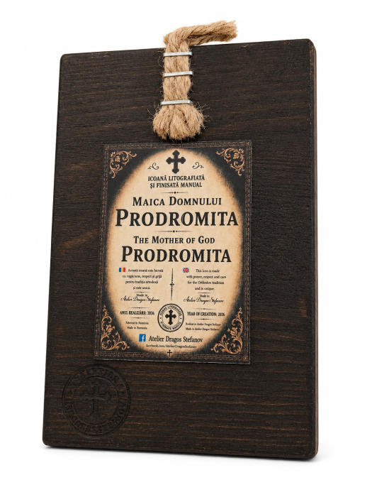Icoană Maica Domnului Prodromița – Litografiată și Finisată Manual |20×30 cm | Atelier Dragos Stefanov [6]