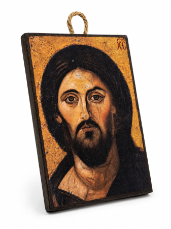Icoană Hristos – 15 x 20 cm, Litografiată și Finisată Manual, Suport din Lemn [1]