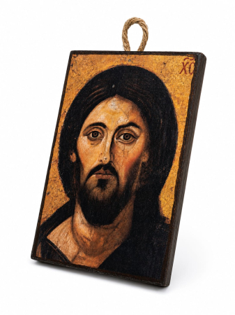 Icoană Hristos – 15 x 20 cm, Litografiată și Finisată Manual, Suport din Lemn [2]