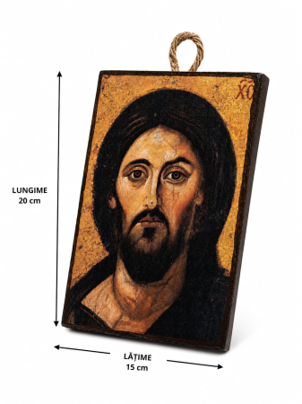 Icoană Hristos – 15 x 20 cm, Litografiată și Finisată Manual, Suport din Lemn [3]
