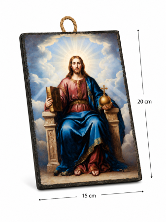 Icoană Iisus Hristos Împăratul Lumii – Litografiată și Finisată Manual, 15 x 20 cm [3]