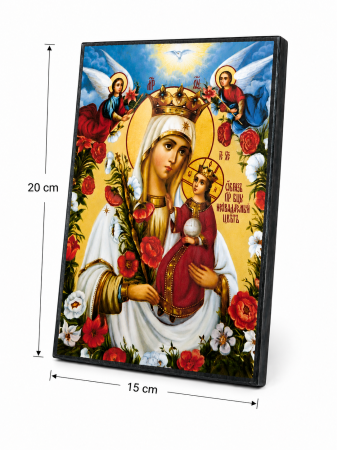 coană Maica Domnului – Floarea Neștirbită, litografiată și finisată manual, 15 × 20 cm [1]