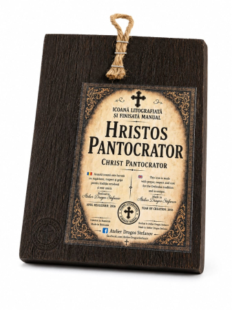 Icoană Hristos Pantocrator – litografiată și finisată manual, 15 × 20 cm [4]