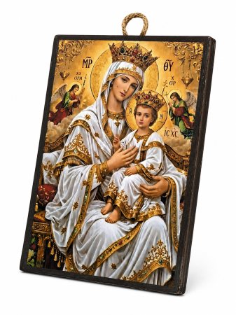 Icoană Maica Domnului – Împărăteasa Cerurilor | Litografiată și Finisată Manual | 15 × 20 cm [2]