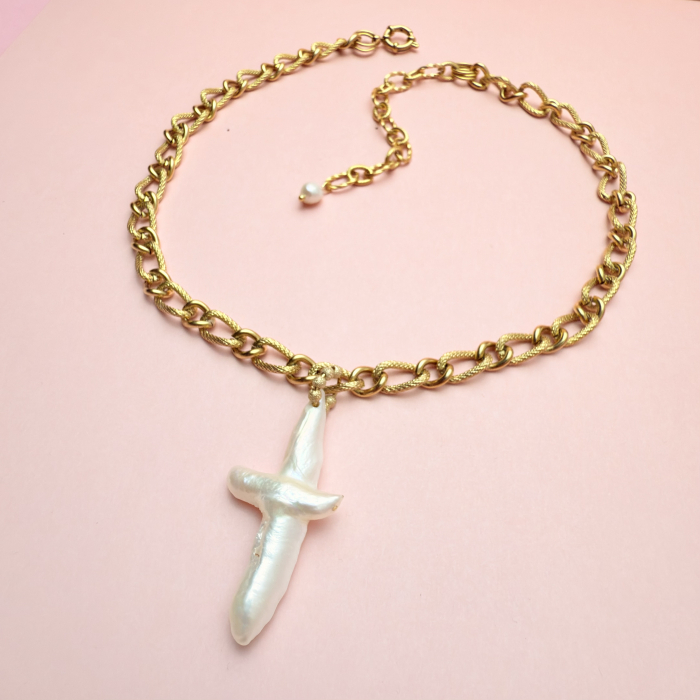 Colier Cross Pearl Gold [1]