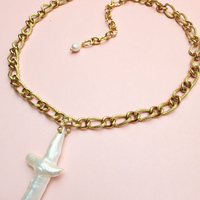 Colier Cross Pearl Gold [2]