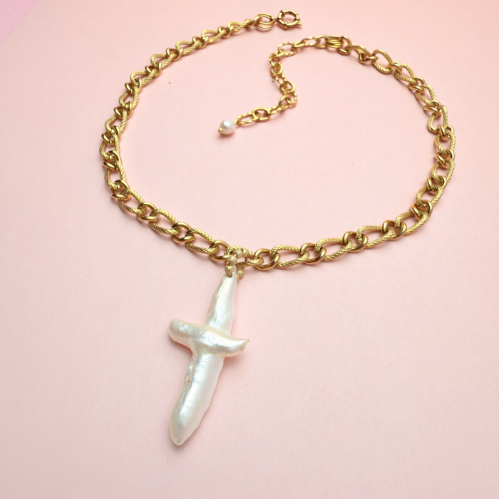 Colier Cross Pearl Gold [3]