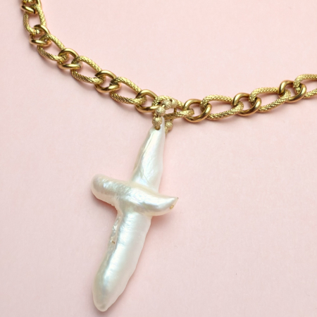 Colier Cross Pearl Gold [3]