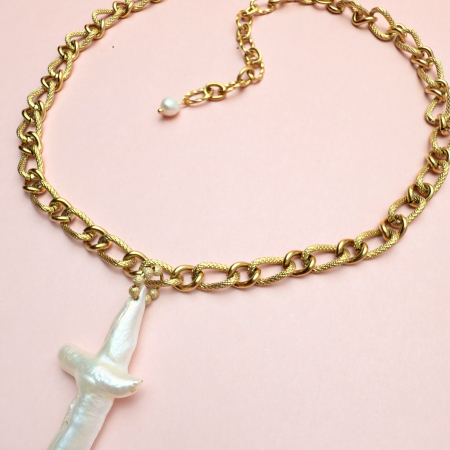 Colier Cross Pearl Gold [1]