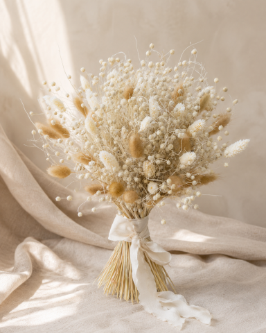 Nuntă - Buchet de mireasă cu flori uscate „Simplitatea Naturii”