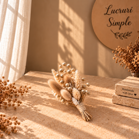 Cocarde si Bratari florale - Cocardă cu flori uscate – Simplitatea Naturii