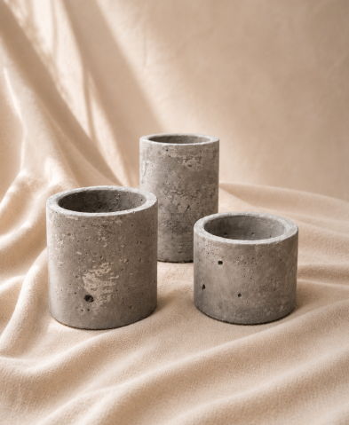 Decoratiuni pentru casa - Set 3 recipiente decorative din beton handmade