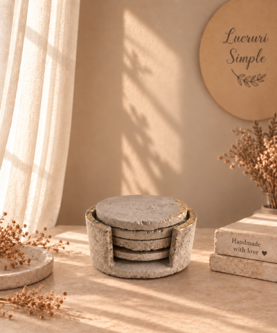 Decoratiuni pentru casa - Set suporturi pentru pahare din beton „Urme de timp”