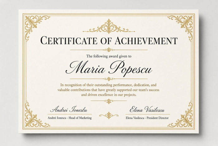 Diplomă A4 Personalizată | Carton 300g | Rame Opționale [3]