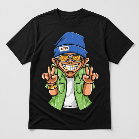 Tricouri Personalizate - Tricou bumbac 100% cu grafică urbană "Cool Ape Swag". Imprimare DTF rezistentă la spălare, culori intense. Stil hip-hop/streetwear, ideal pentru tineri și purtare zilnică. Mărimi S-3XL.