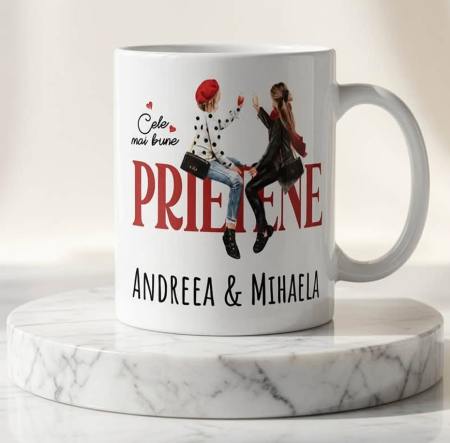 Cadouri Personalizate - Cană Personalizată "Cele Mai Bune Prietene" | Grafică Inclusă 35 LEI