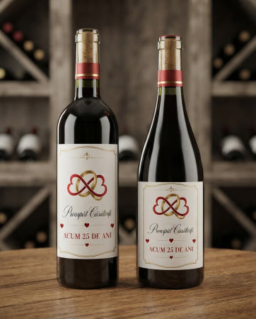 Etichete Vin Personalizate - Etichetă Autocolantă Personalizată pentru Vin – "Proaspăt Căsătoriți"
