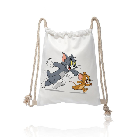 Cadouri Personalizate - Rucsac Personalizat Copii (Tip Sac cu Șnur) – "Tom & Jerry"