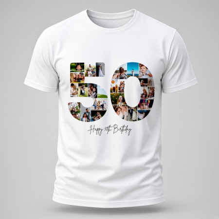 Tricouri Personalizate - Tricou Personalizat Aniversar "La Mulți Ani 50" Foto | Grafică Inclusă