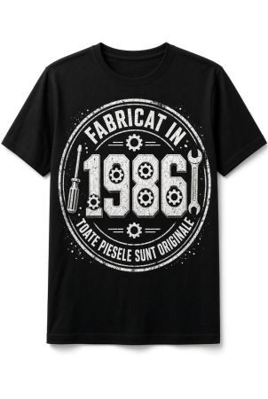 Tricouri Personalizate - Tricou Personalizat Aniversar "Fabricat în 1986 – Toate Piesele Sunt Originale"