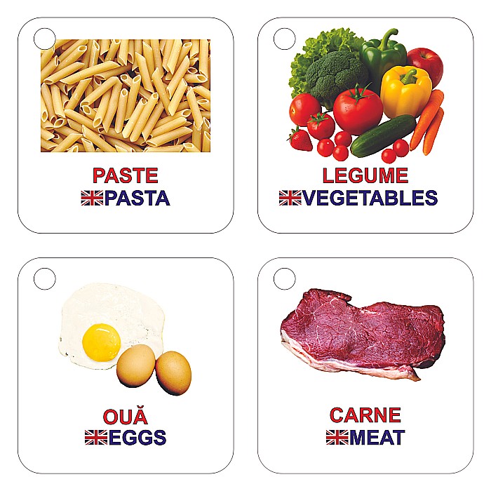 Set 18 Cartonașe Educative pe Inel – Alimente (Română/Engleză) [2]