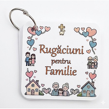 Cartonașe pe inel - Primul meu set de Rugaciuni pentru Familie – 18 Cartonașe prinse cu inel pentru copii